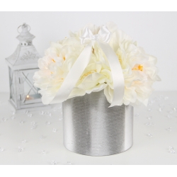 DUŻY BUKIET w srebrnym pudełku BIAŁE KWIATY lux